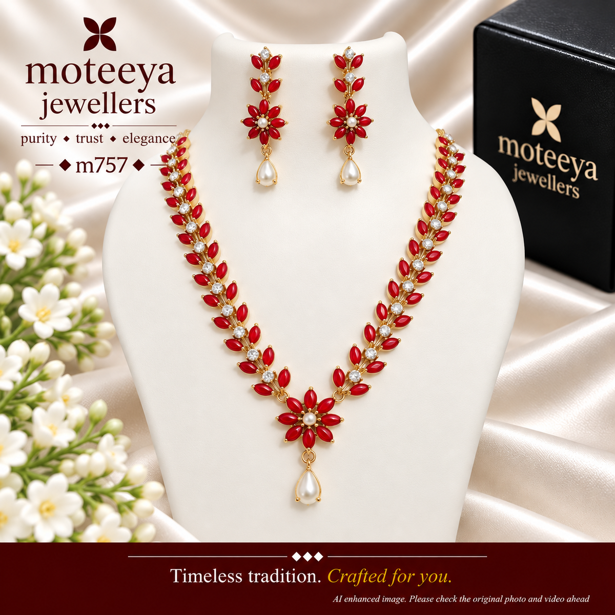 Vine Coral Moti Necklace Set m757 757