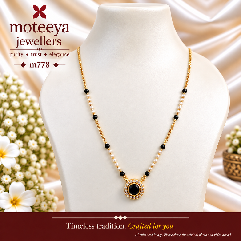 Delicate Round Black Pendant Mangalsutra m778 778