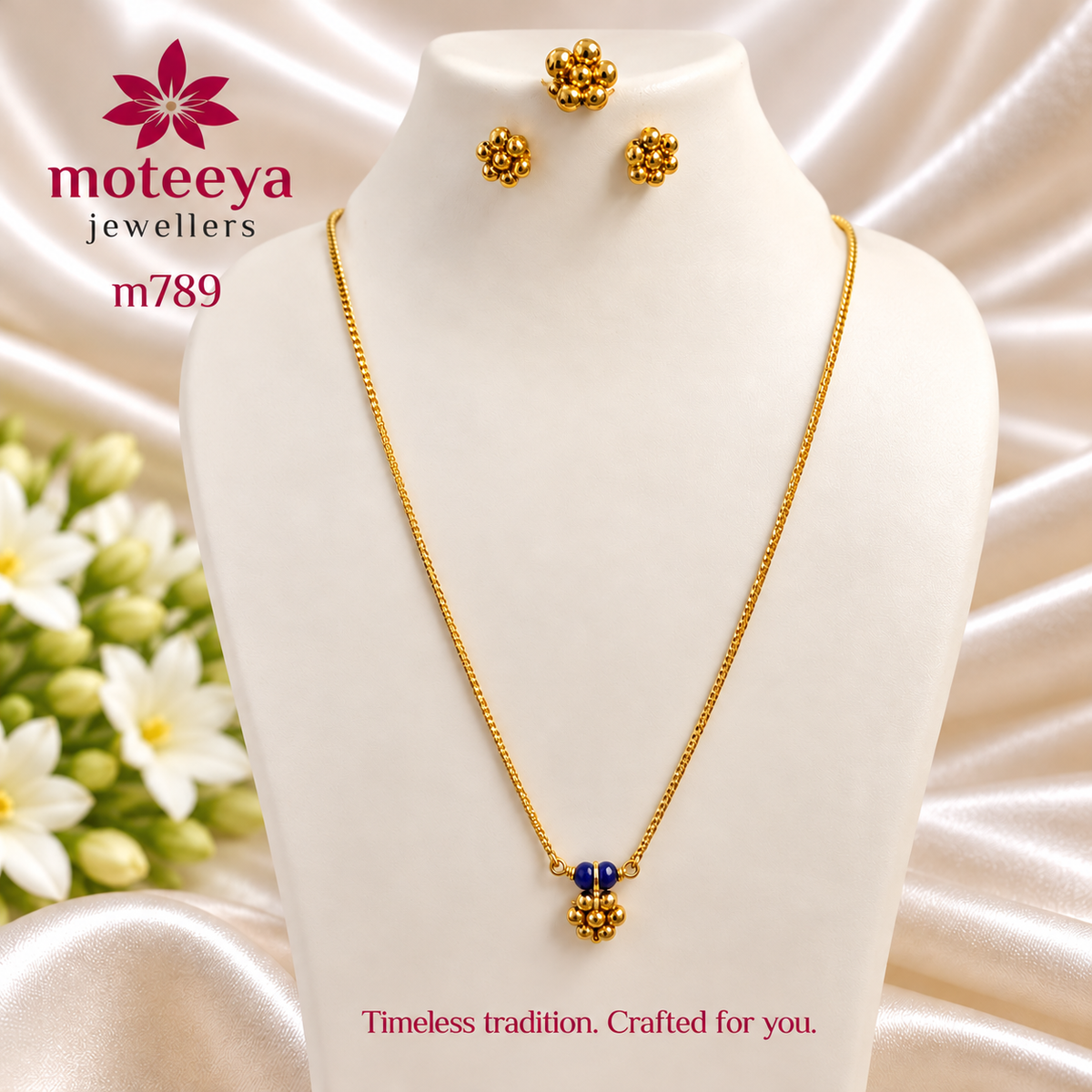Single Golden kudi Mangalsutra Set with Ring m789 789