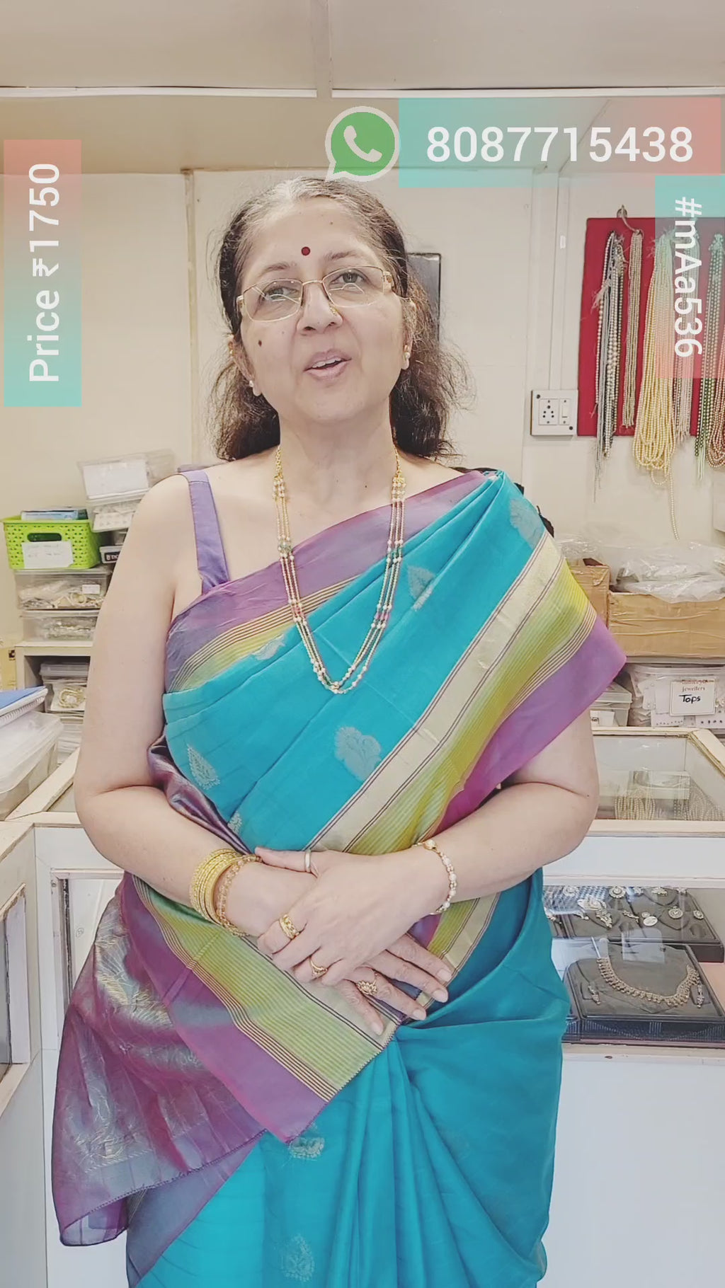 Ruby Pink and Emerald Green Drops Ranihaar m536