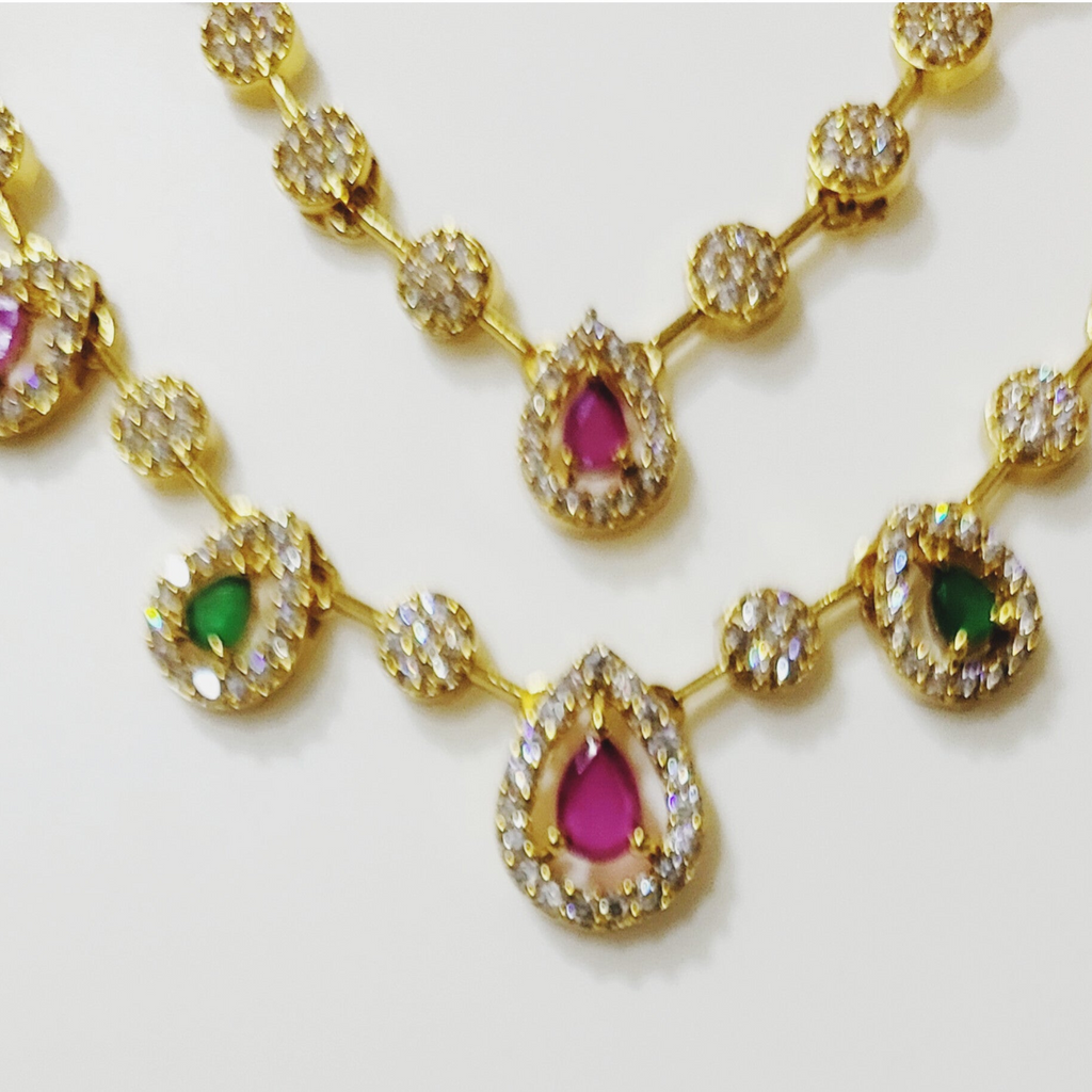 Pink Red and White Delicate Two Layered Necklace m488 488