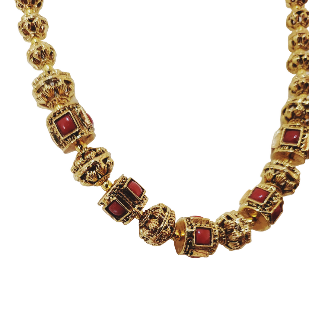 Antique Red Meena Necklace 050043