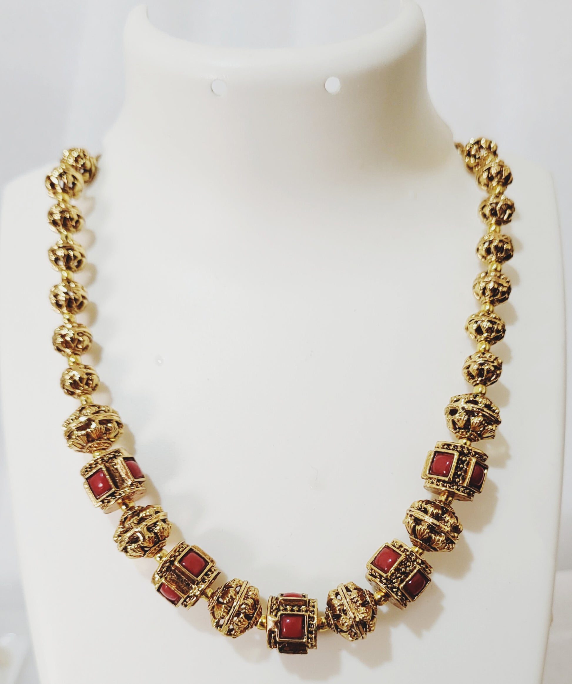 Antique Red Meena Necklace 050043