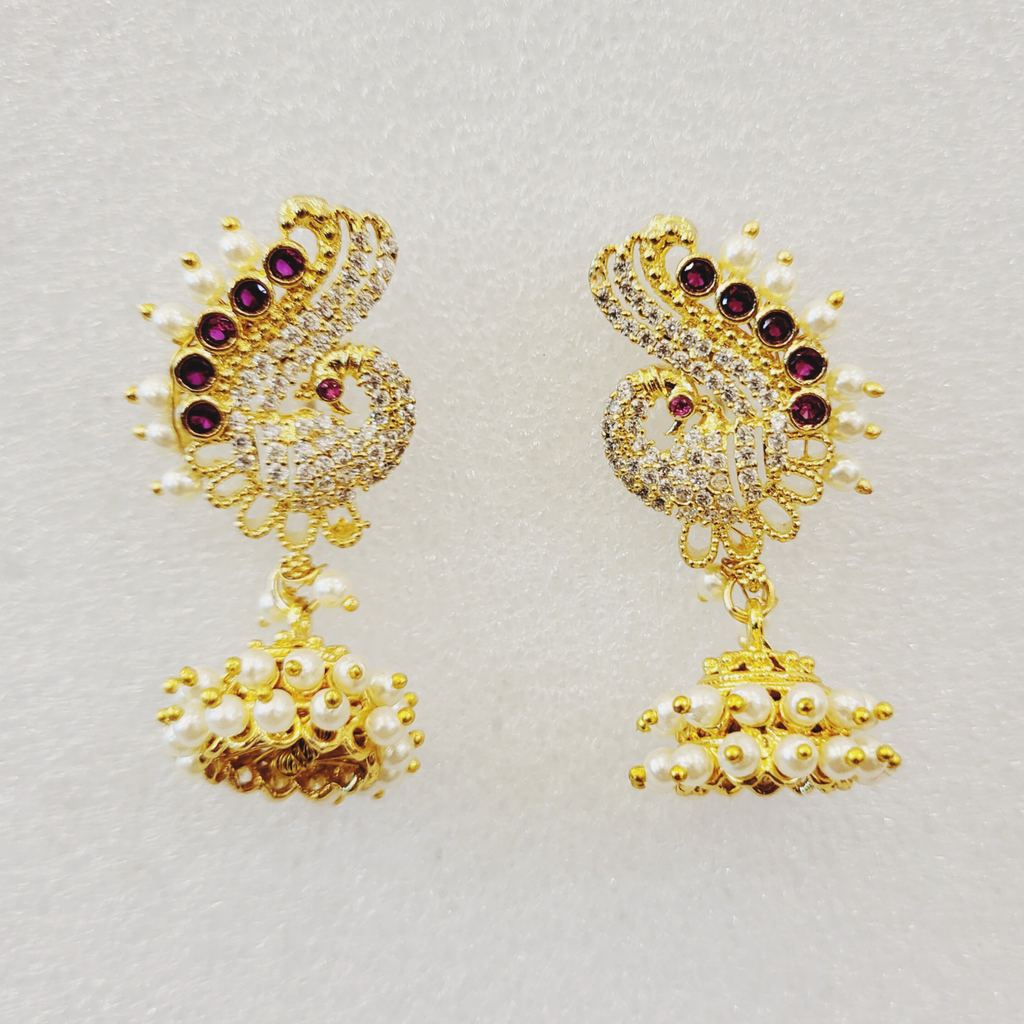 Red Mayur Ghumti Earrings m575 575