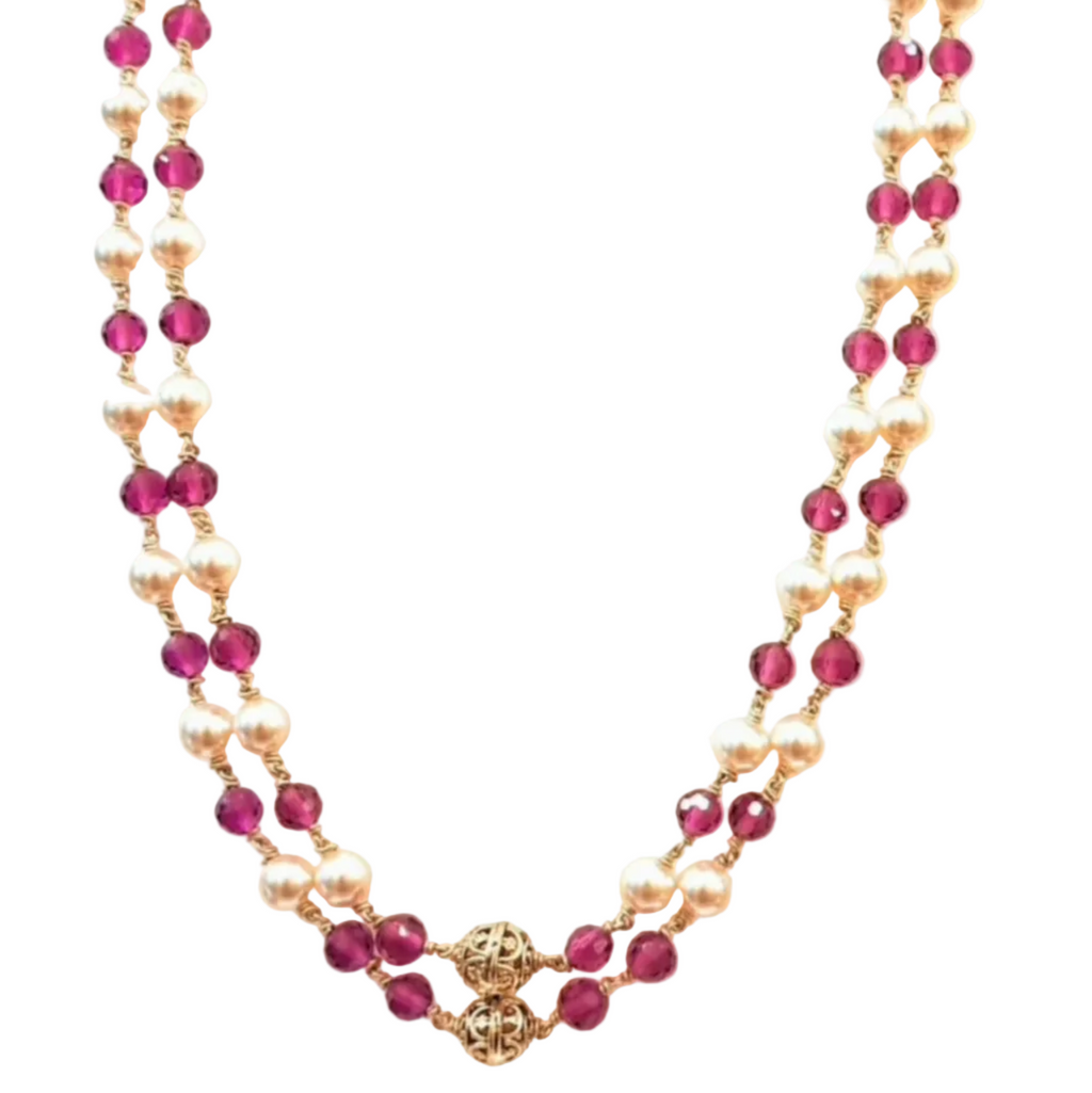 Pink Moti 2 Layered Necklace m351 351
