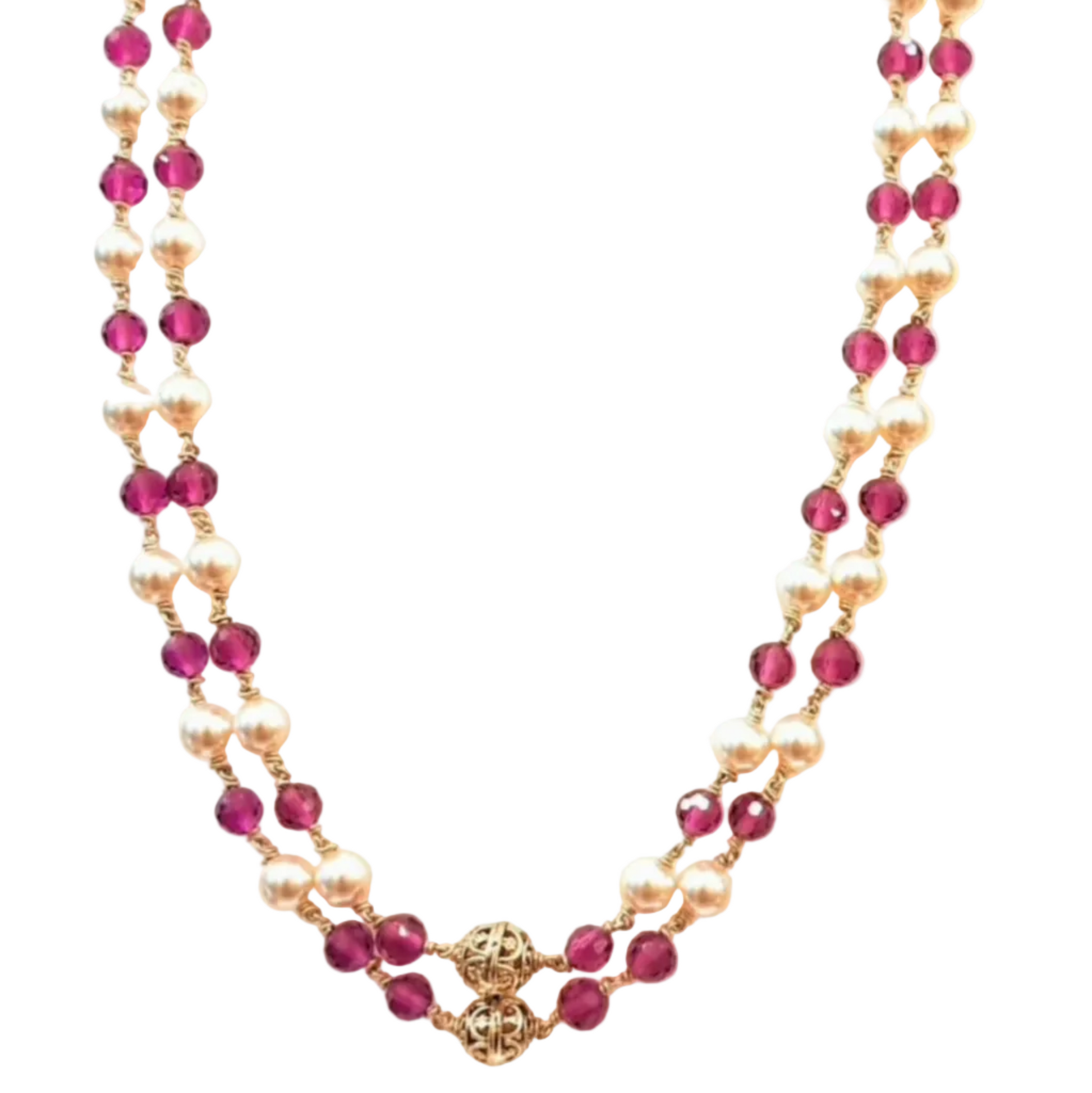 Pink Moti 2 Layered Necklace m351 351