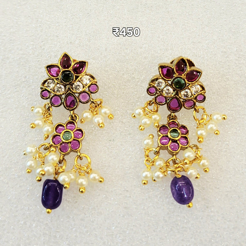 Red Green Violet Antique Earrings m539 539
