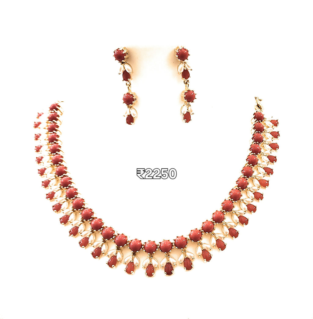 Moti Coral Necklace Set mKi546 m546 546