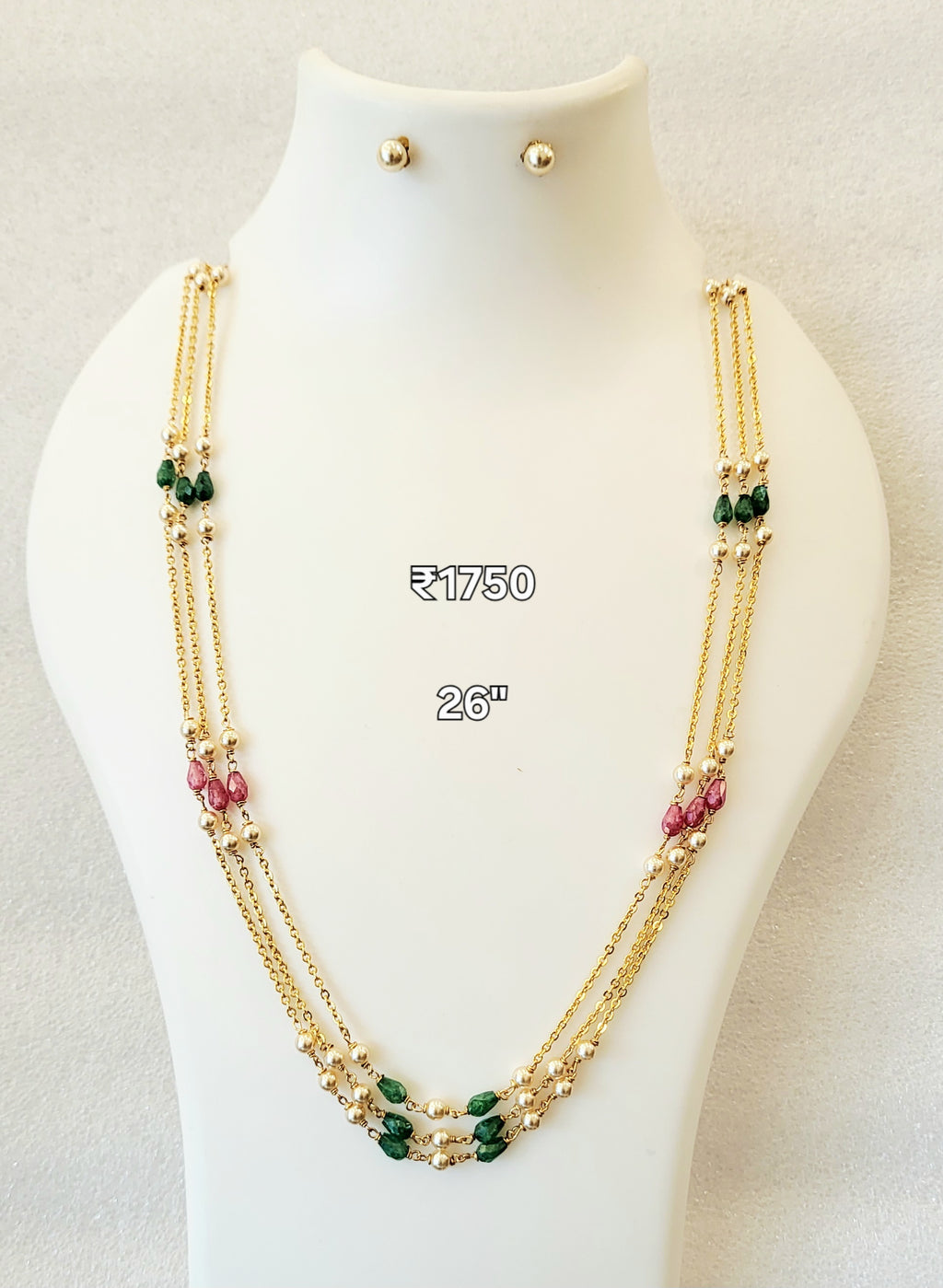 Ruby Pink and Emerald Green Drops Ranihaar m536