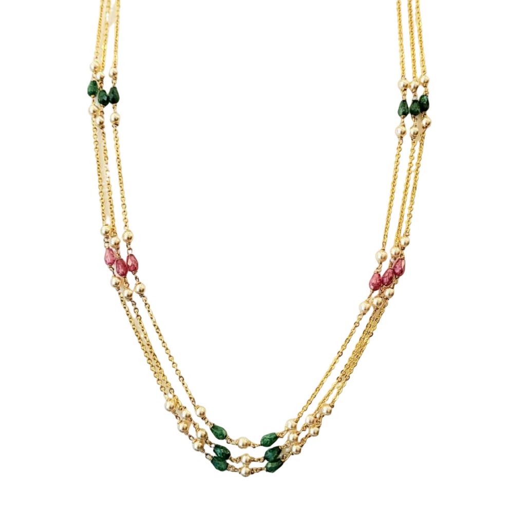 Ruby Pink and Emerald Green Drops Ranihaar m536 536