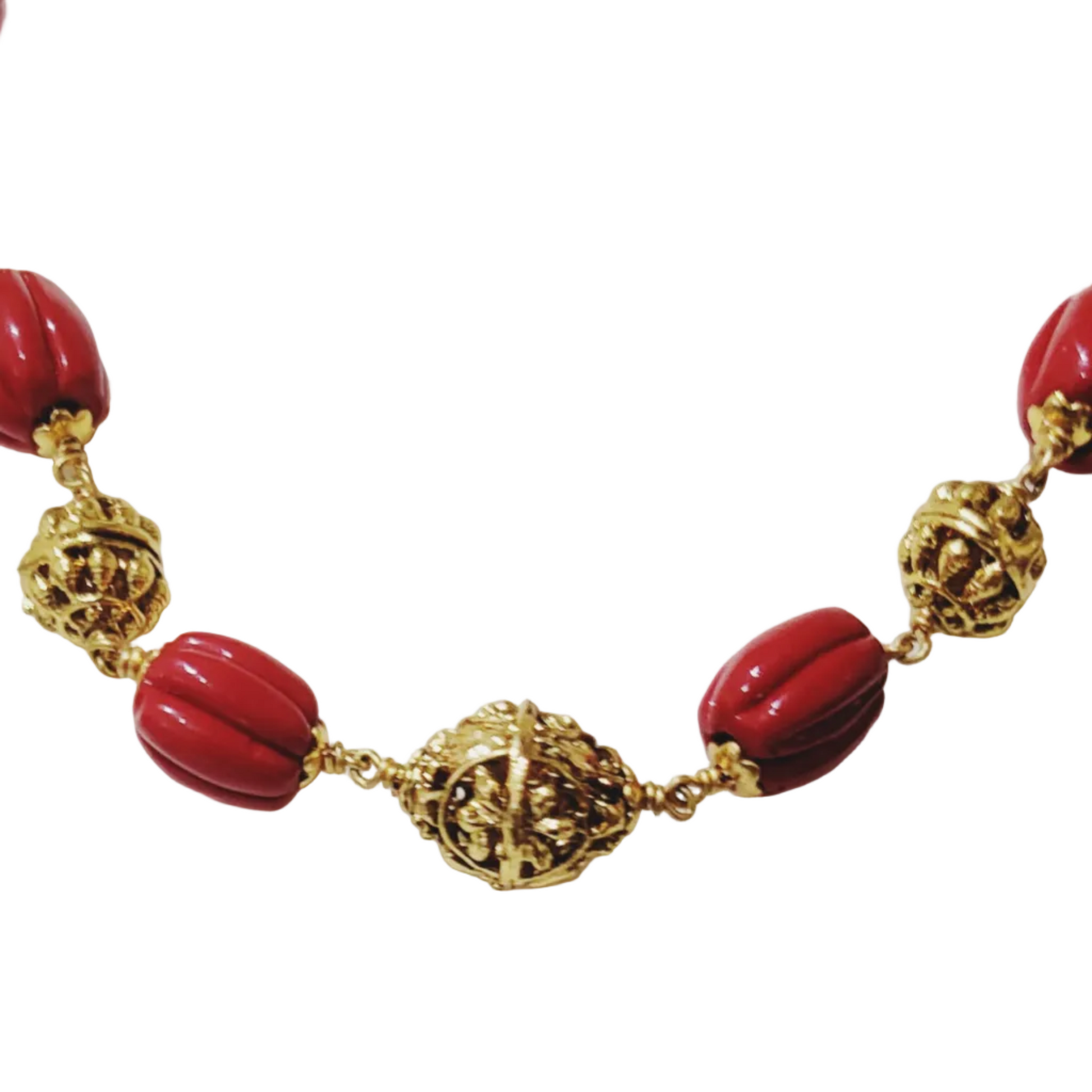 Antique Moti and Damaru Coral haar m368