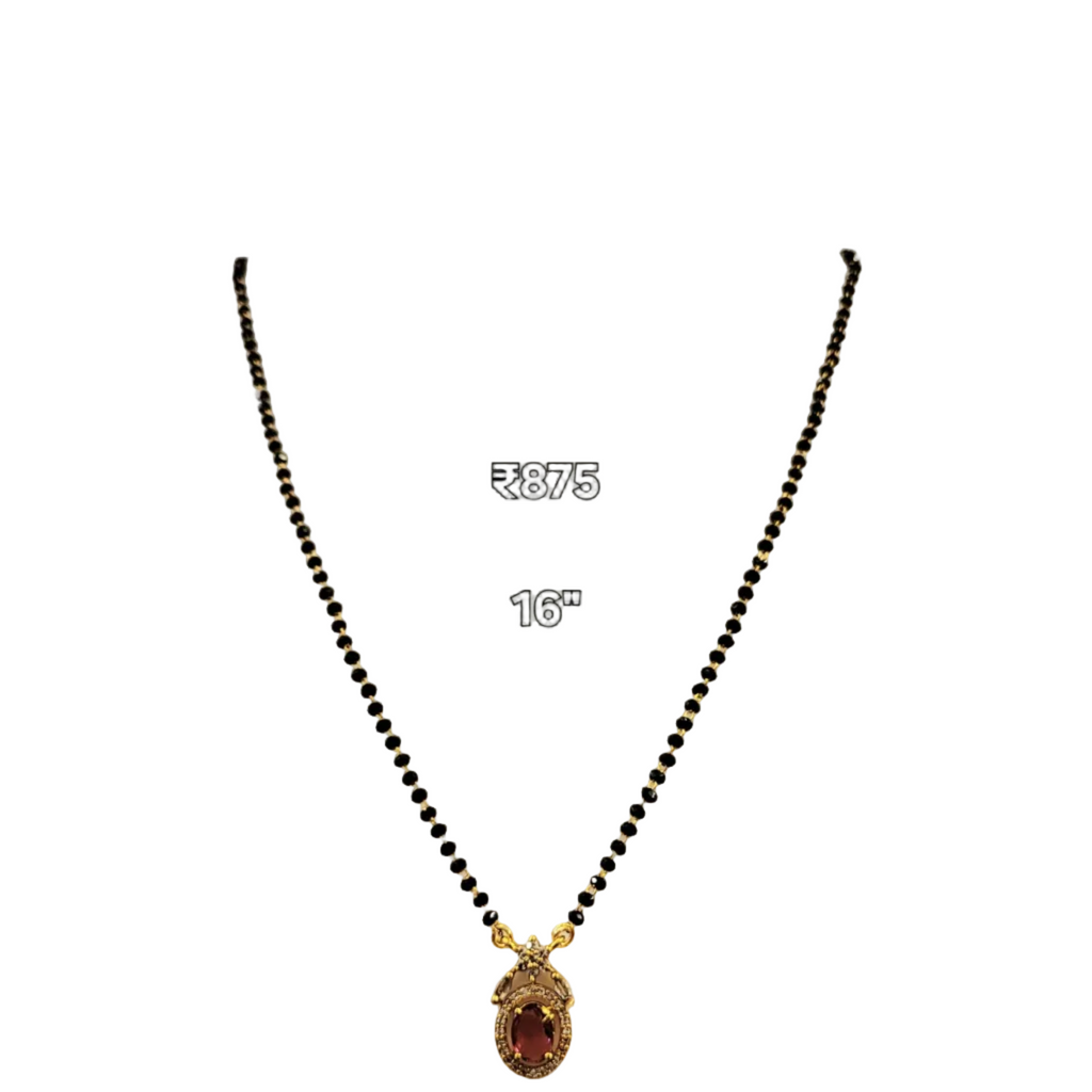 Pink Oval Stone Crystal Mangalsutra m547 547