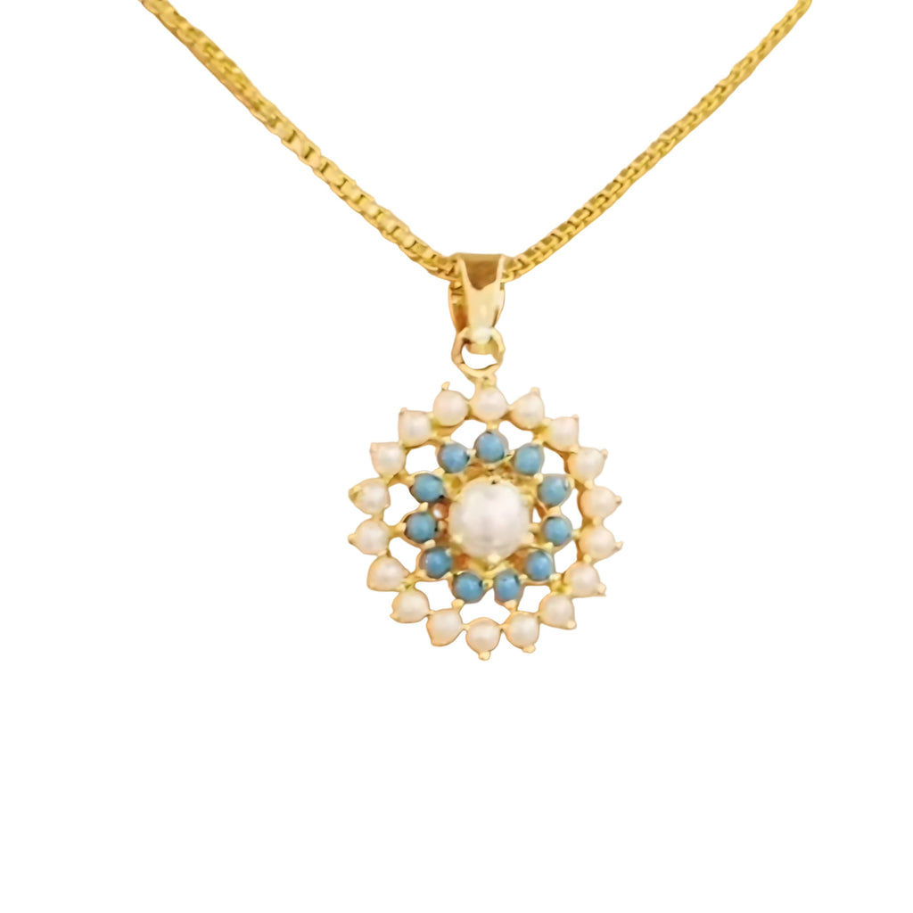 Turquoise Moti Locket Set with Chain m309 309