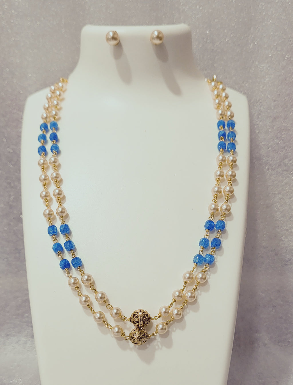 Blue Moti Antique Ball Ranihaar m358