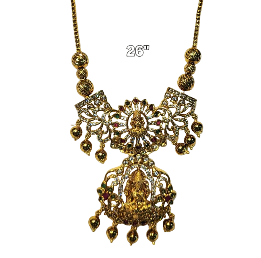 Antique Finish Long Laxmi Pendant Set m418 mAa418 418