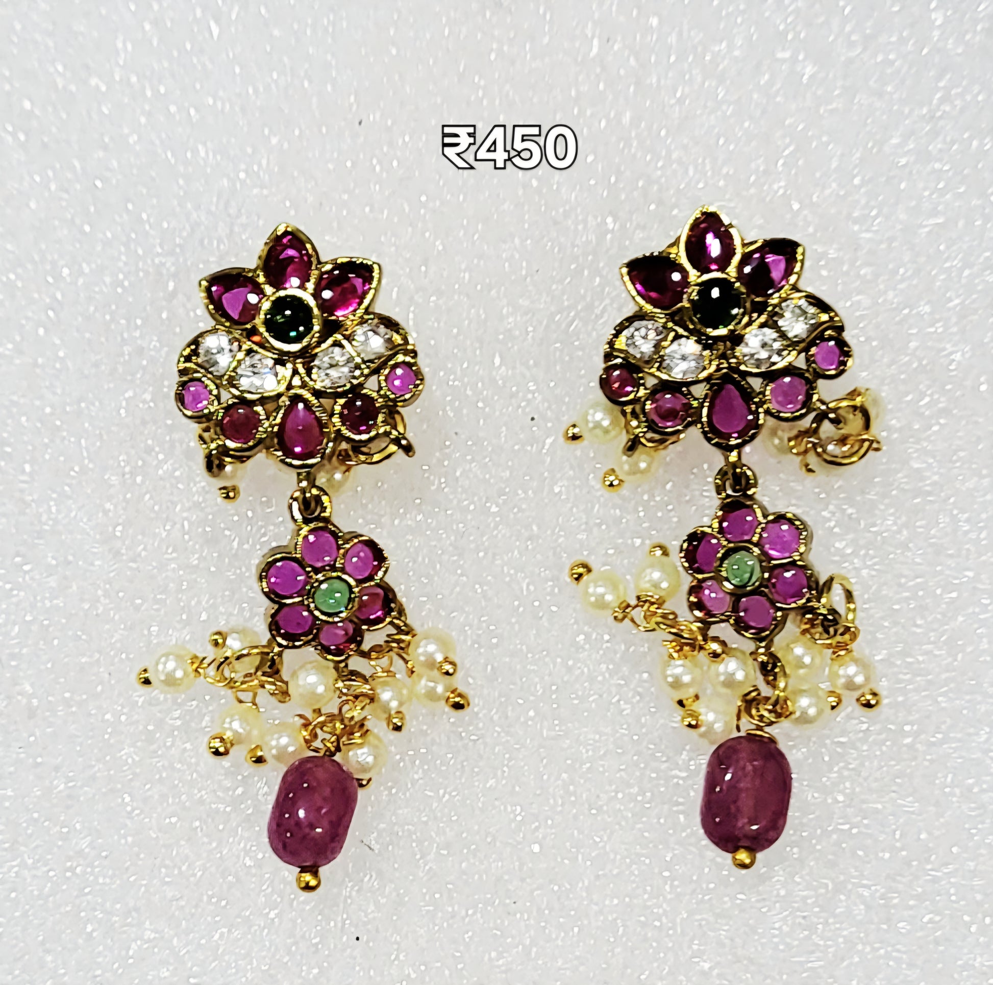 Red Green Dangler Earrings m549 mAa549 549