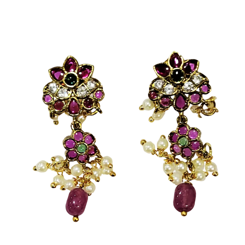 Red Green Dangler Earrings m549 mAa549 549