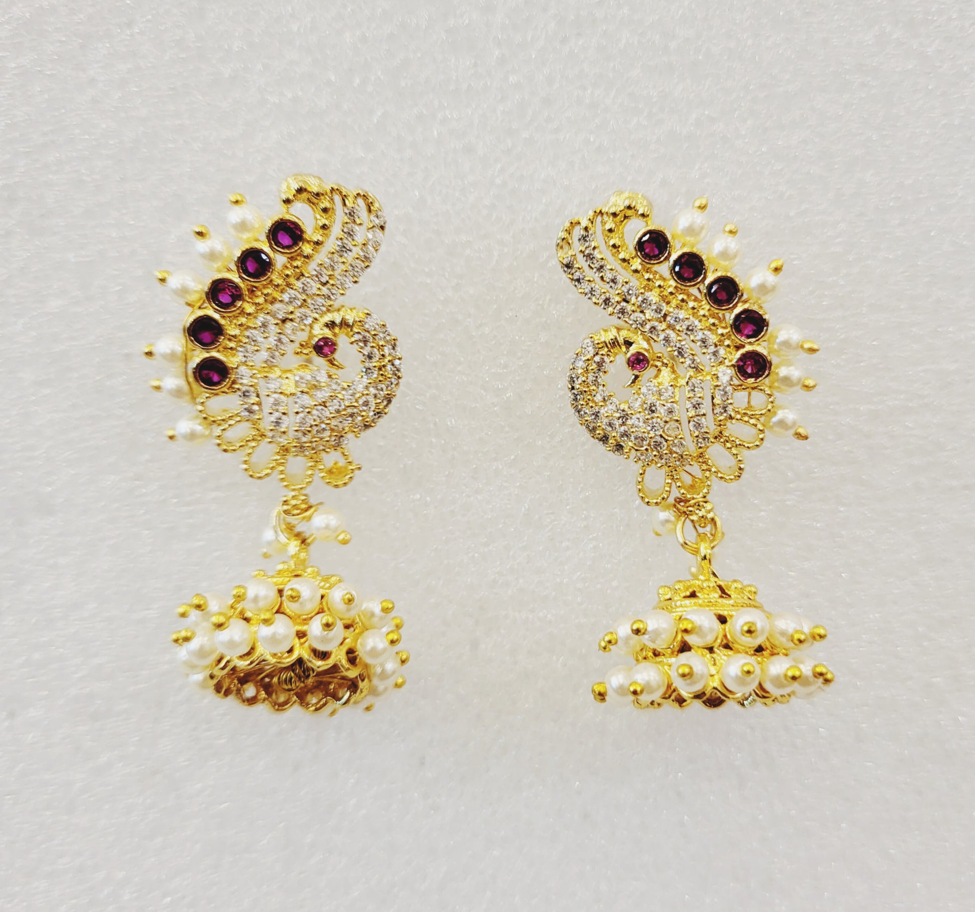 Red Mayur Ghumti Earrings m575 575
