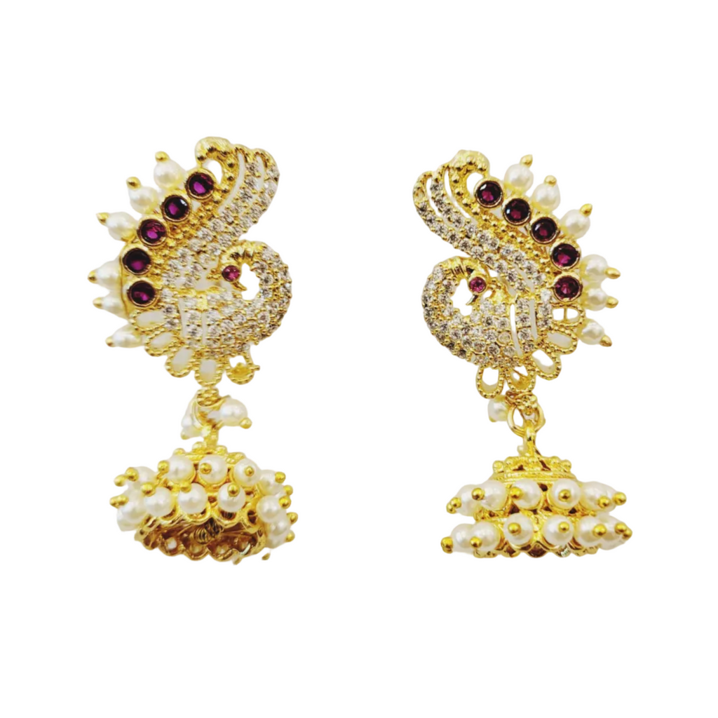 Red Mayur Ghumti Earrings m575 575