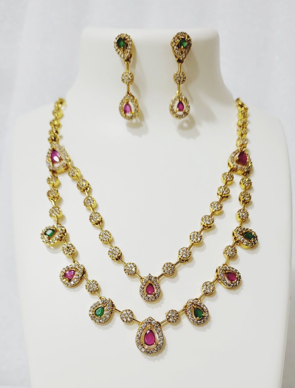 Pink Red and White Delicate Two Layered Necklace m488 488