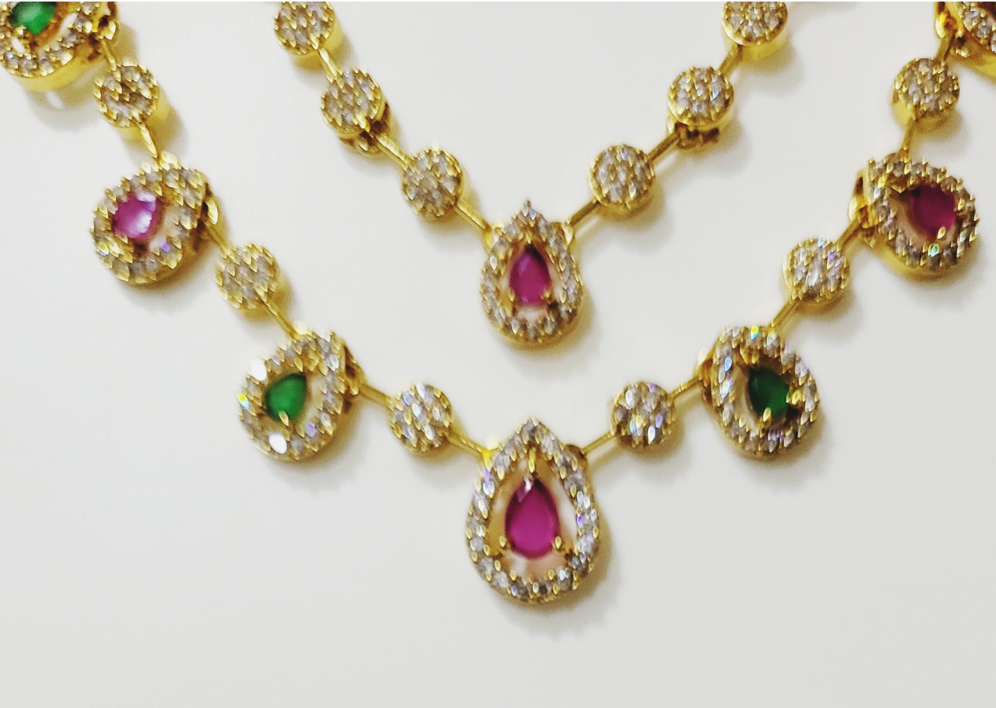 Pink Red and White Delicate Two Layered Necklace m488 488