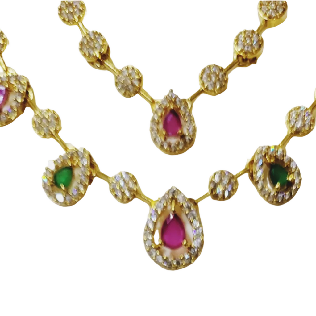 Pink Red and White Delicate Two Layered Necklace m488 488